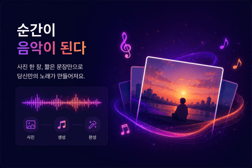 순간이 음악이 된다 — 사진과 짧은 문장으로 노래를 만드는 음가담 기능 안내